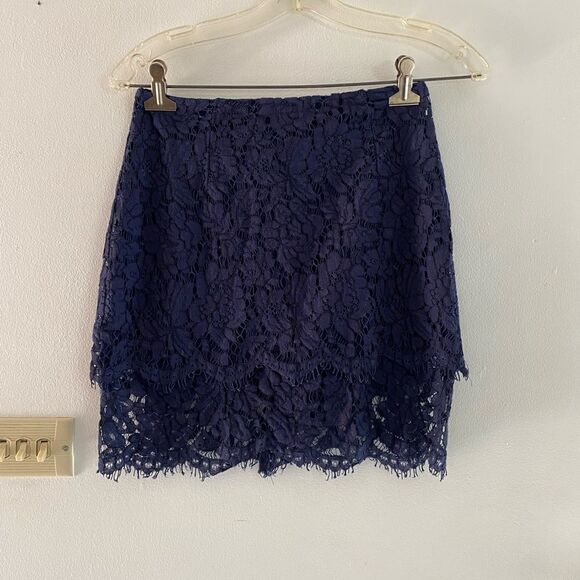 Lulu’s Turn Back Time Navy Blue two piece skirt set size S 70% cotton - Picture 7 of 12